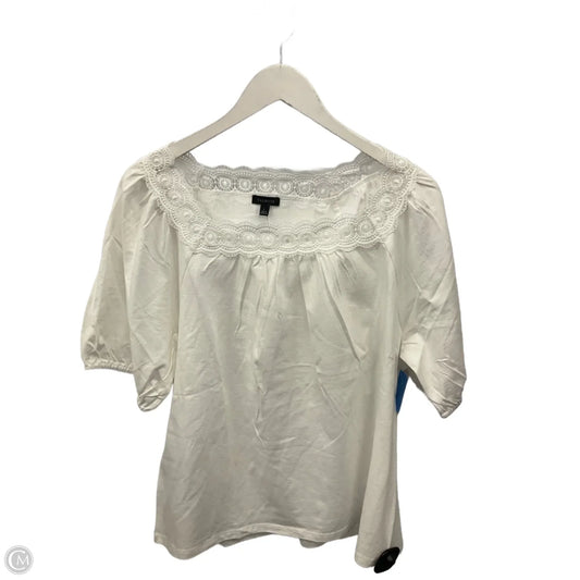 Top Short Sleeve By Talbots In White, Size: L