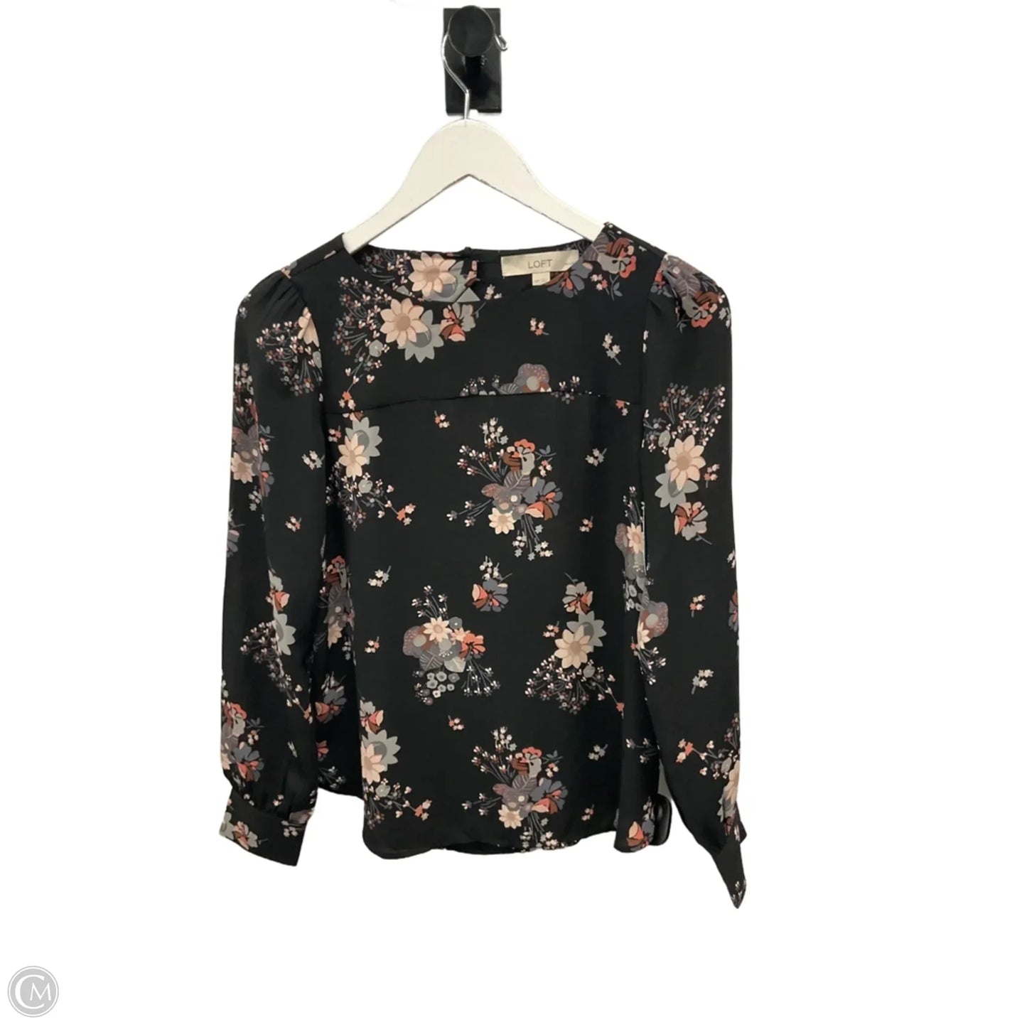 Top Long Sleeve By Loft In Black & Grey, Size: Xs