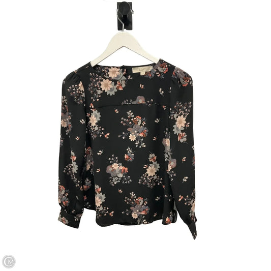 Top Long Sleeve By Loft In Black & Grey, Size: Xs