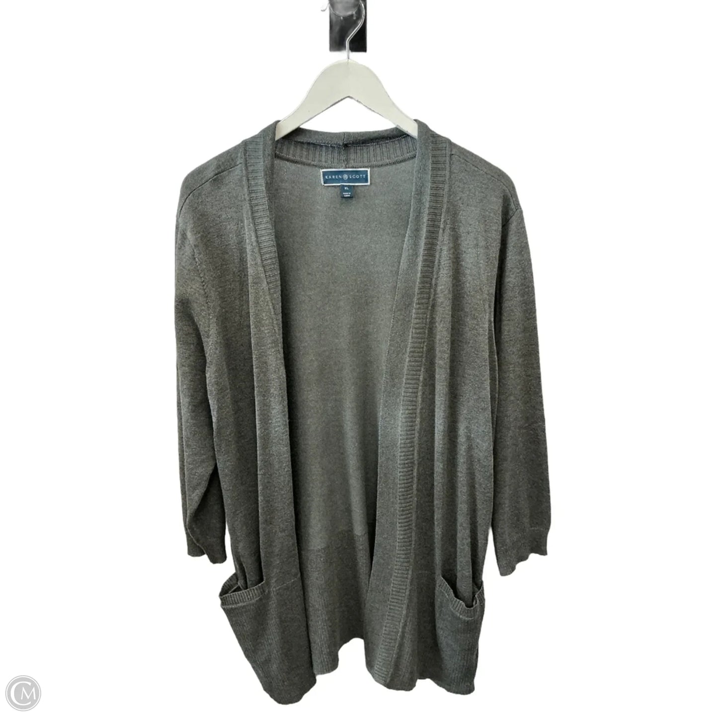 Cardigan By Karen Scott In Grey, Size: Xl
