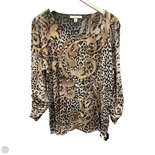 Top Long Sleeve By Jm Collections In Animal Print, Size: Xl