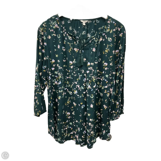 Top 3/4 Sleeve By Sonoma In Green, Size: L