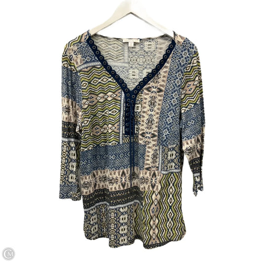 Top 3/4 Sleeve By Westport In Blue & Green, Size: 1x