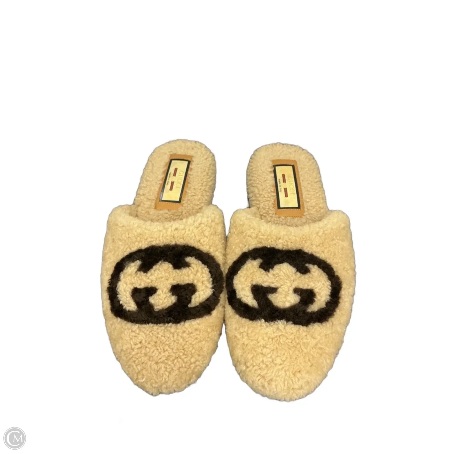Slippers Luxury Designer By Gucci In Tan, Size: 6.5
