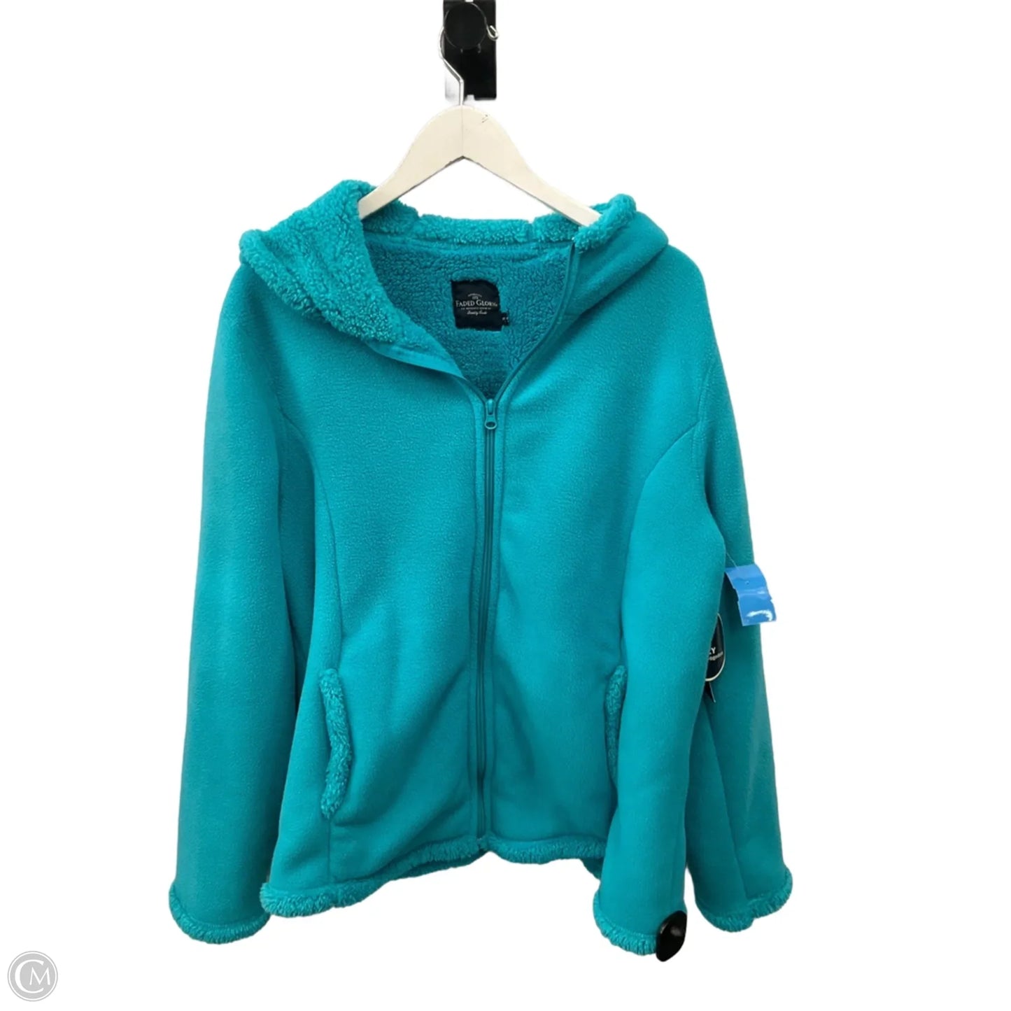 Jacket Fleece By Faded Glory In Aqua, Size: 2x