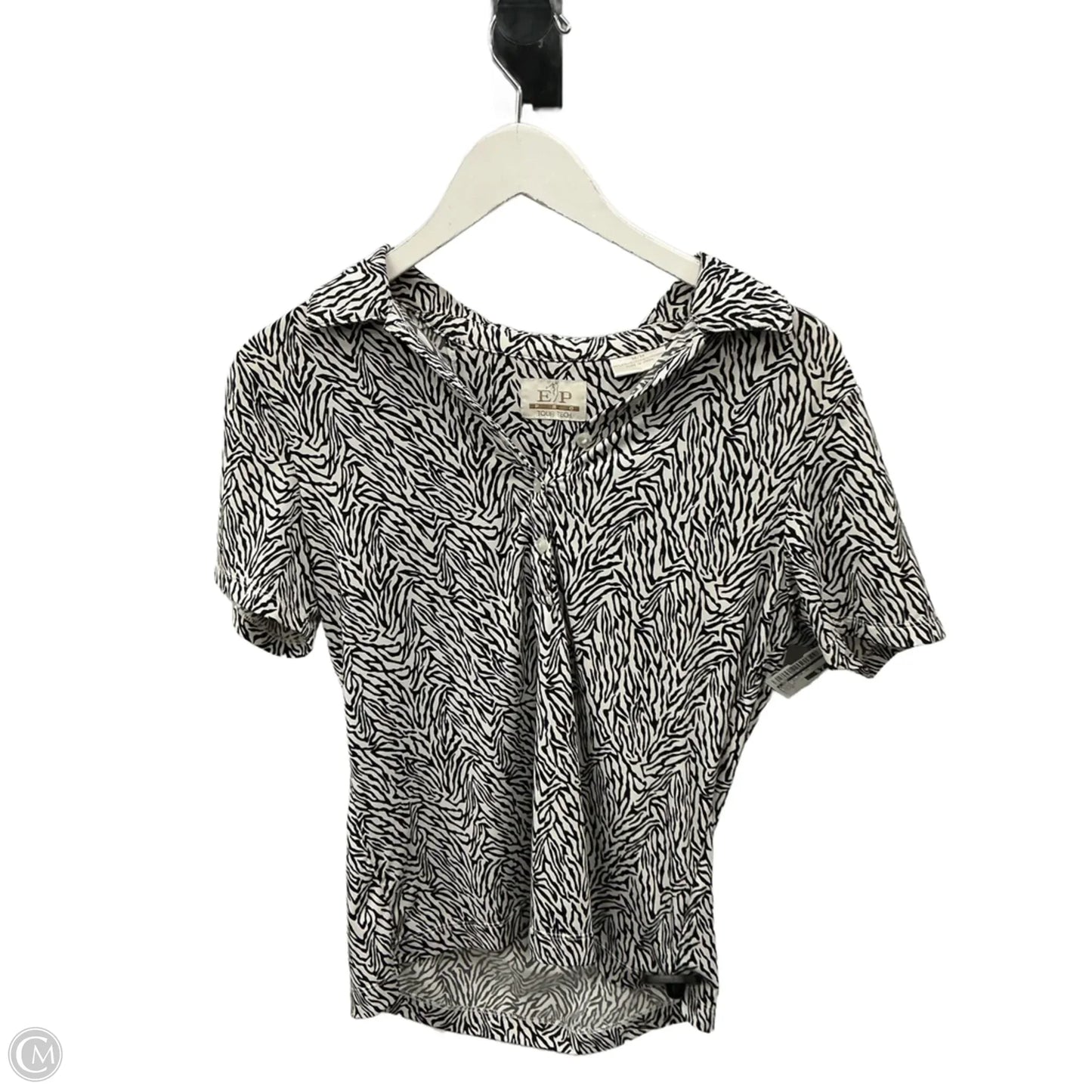 Athletic Top Short Sleeve By Cme In Zebra Print, Size: M