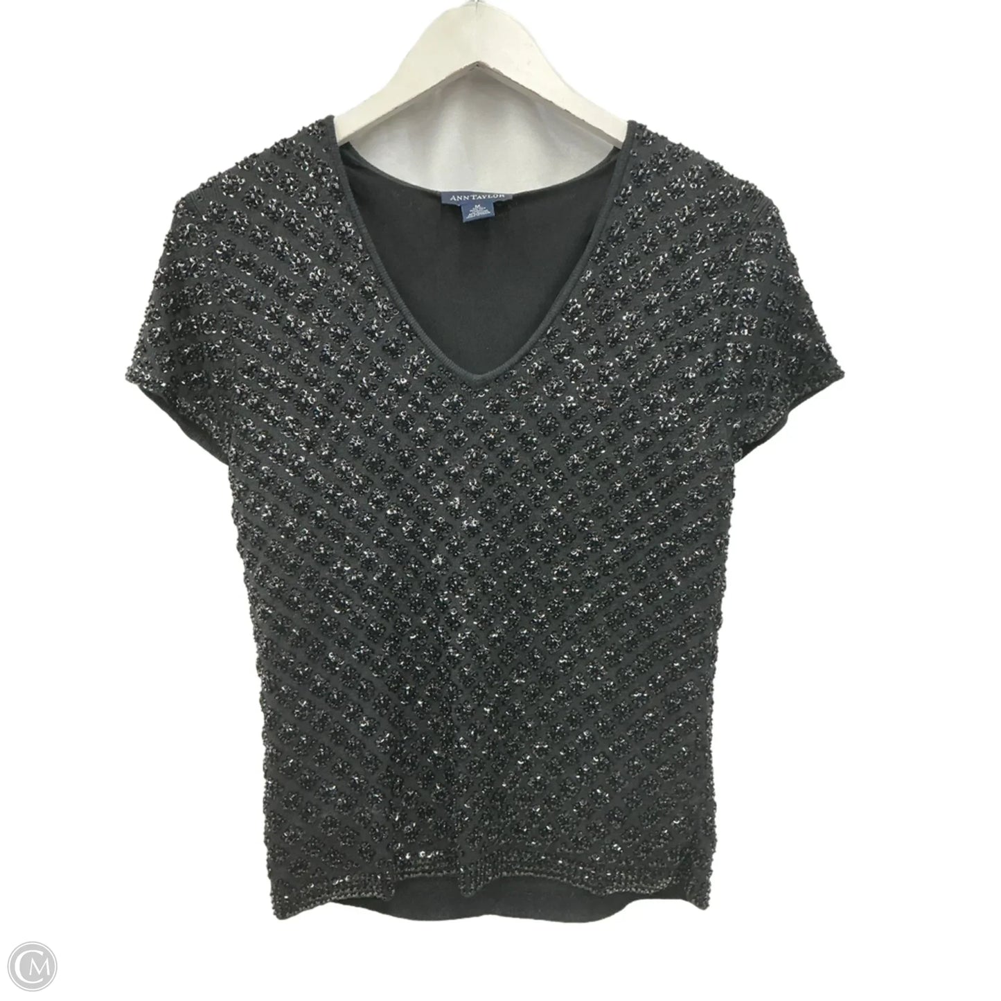 Top Short Sleeve By Ann Taylor In Black, Size: M