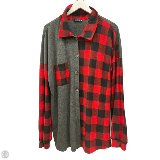 Top Long Sleeve By Heimish Usa In Checkered Pattern, Size: 3x