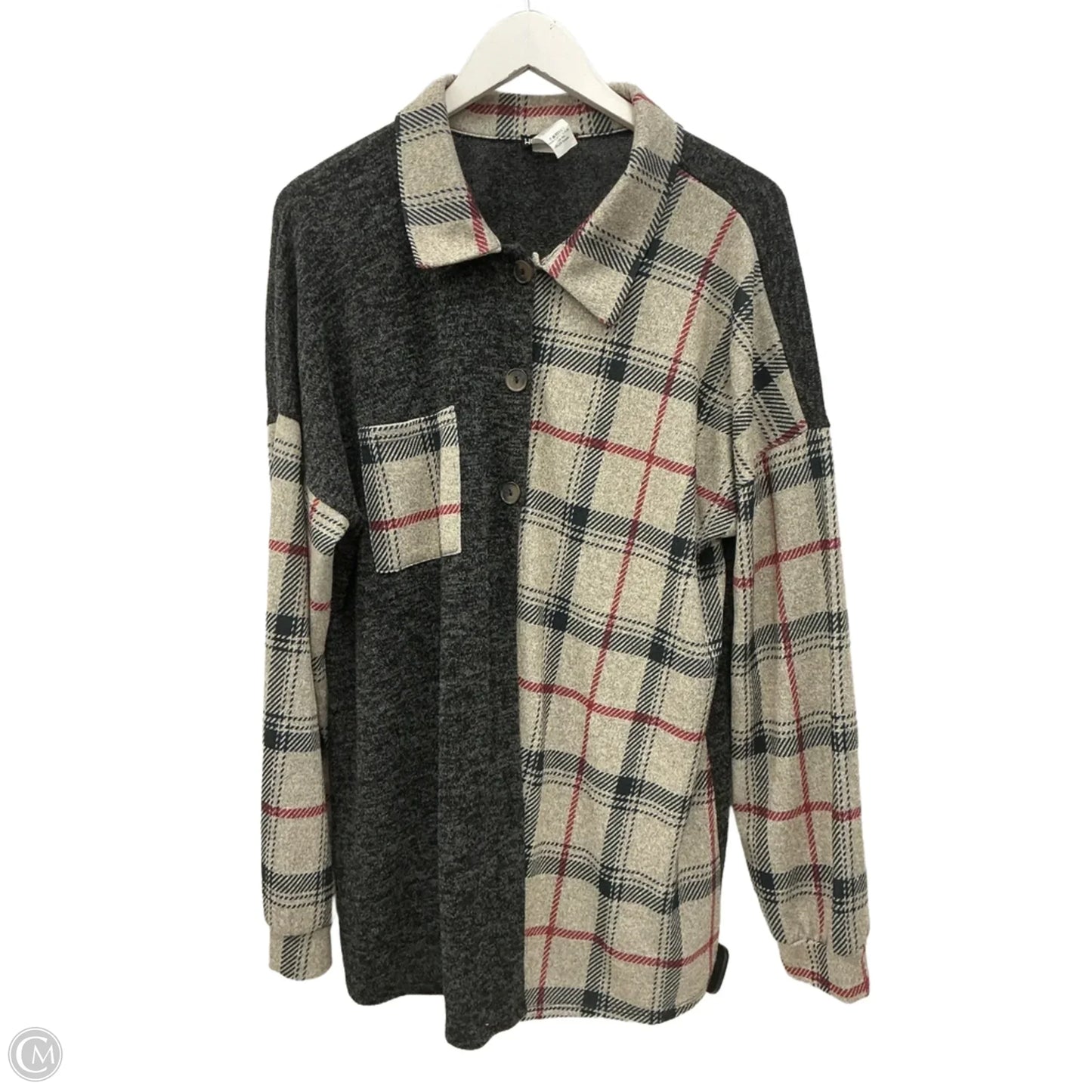 Top Long Sleeve By Heimish Usa In Grey & Red, Size: 2x