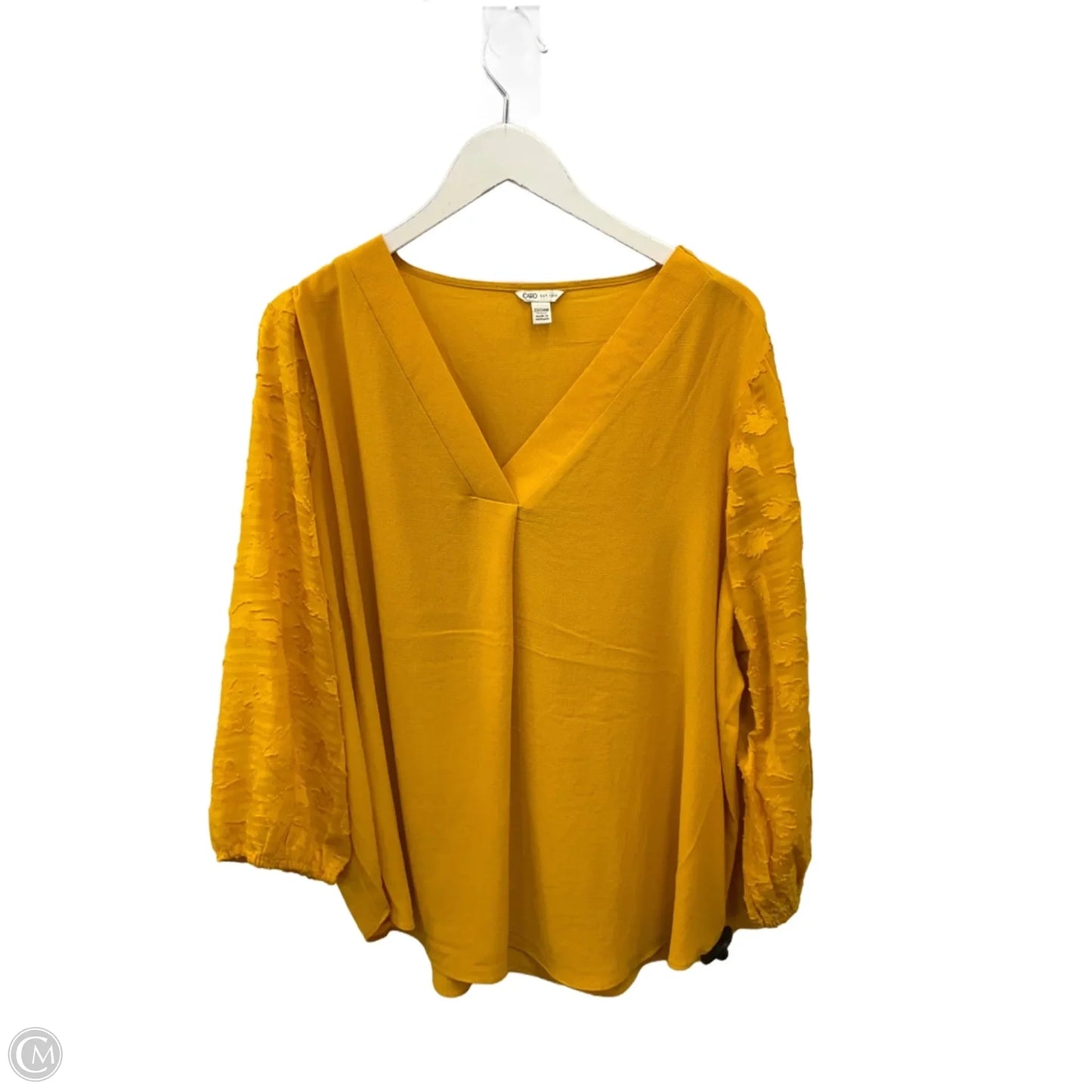 Top 3/4 Sleeve By Cato In Gold, Size: 3x
