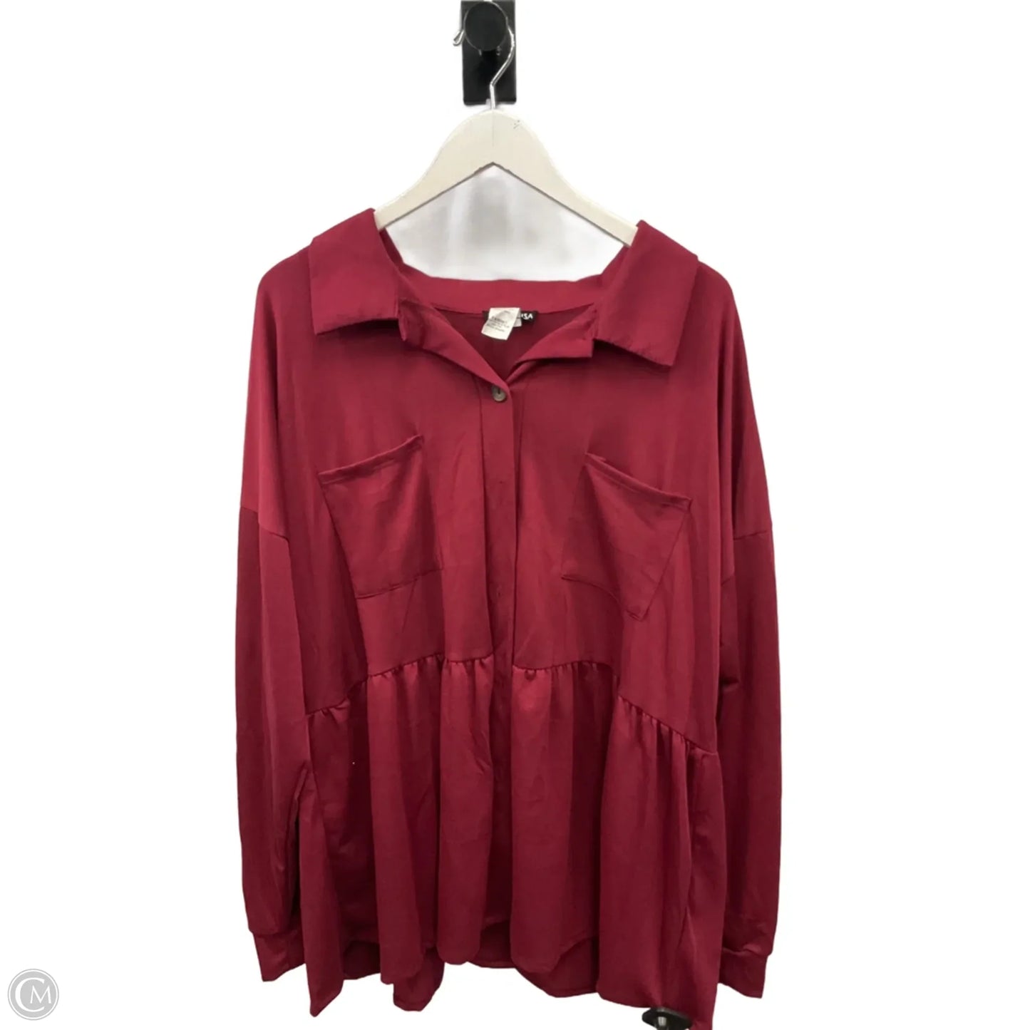 Top Long Sleeve By Heimish Usa In Maroon, Size: 3x