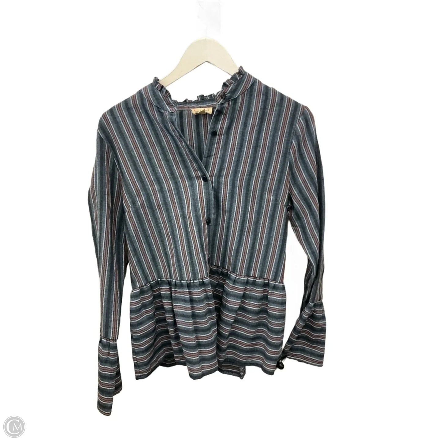 Top Long Sleeve By Hem & Thread In Blue, Size: M