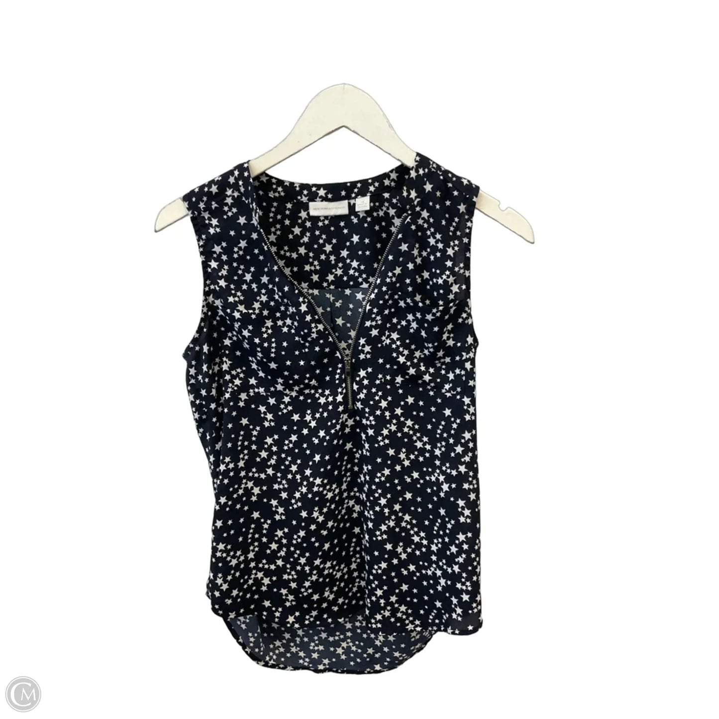 Top Sleeveless By New York And Co In Blue & White, Size: Xs