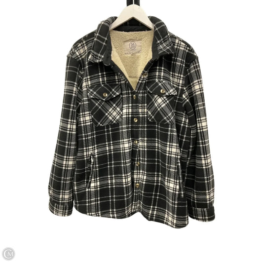 Jacket Shirt By Sage In Black & White, Size: Xl