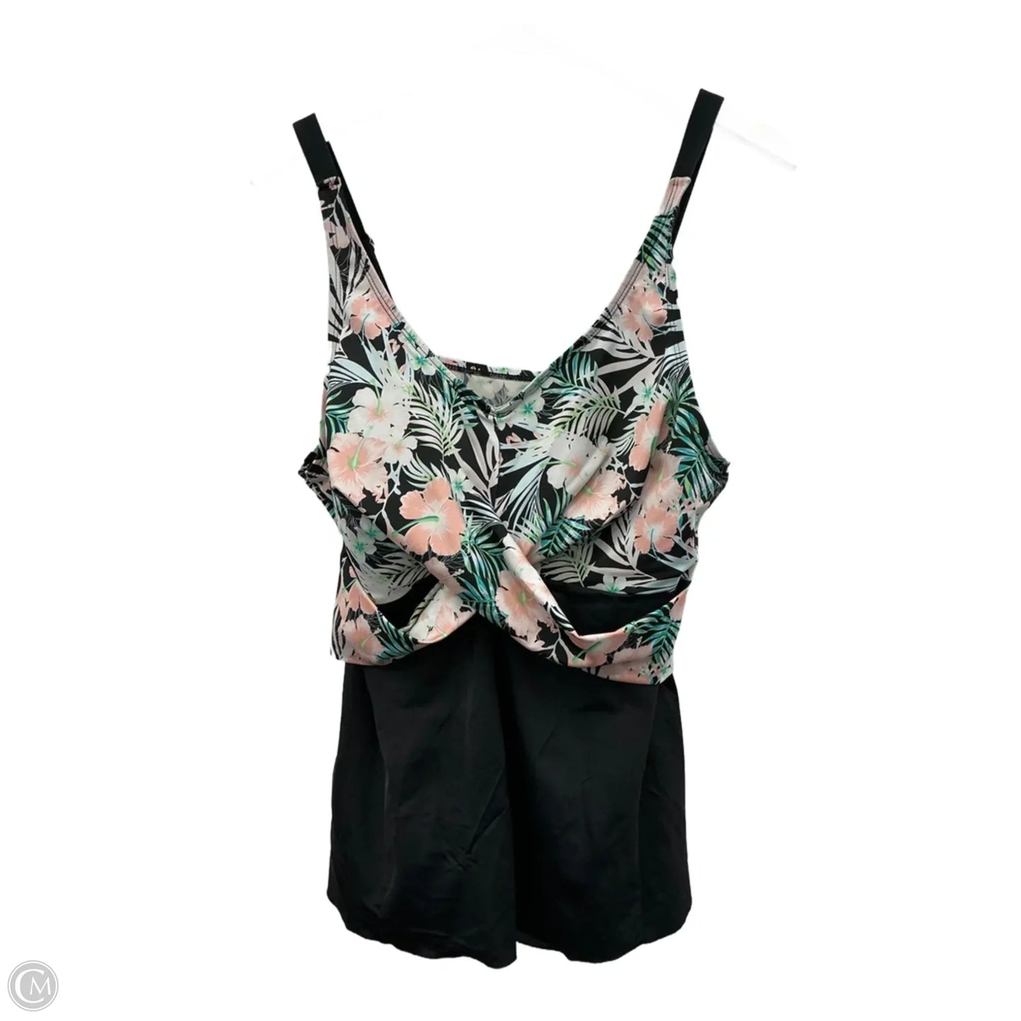 Swimsuit Top By Clothes Mentor In Black & Pink, Size: 2x