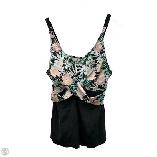 Swimsuit Top By Clothes Mentor In Black & Pink, Size: 2x