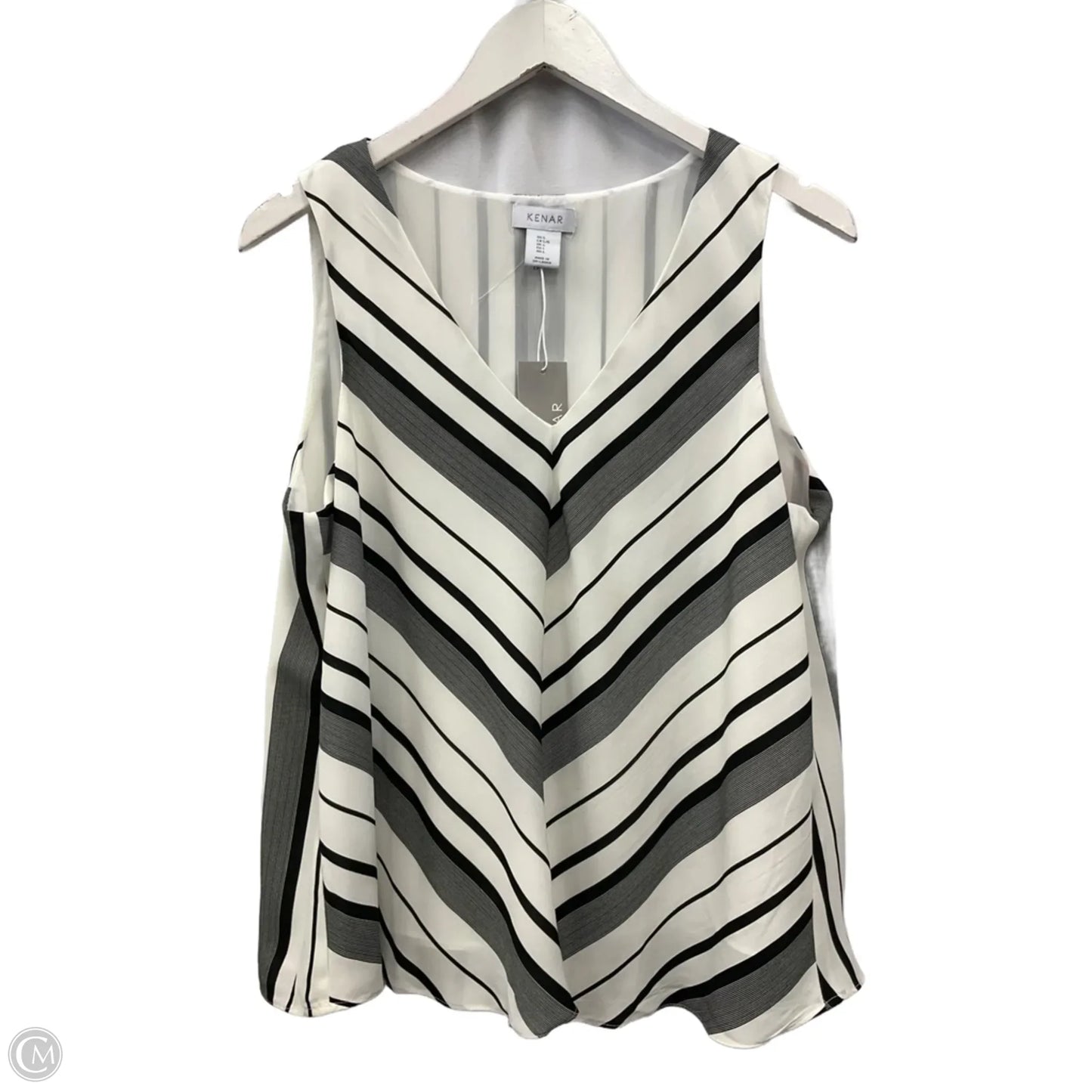 Top Sleeveless By Kenar In Black & White, Size: L