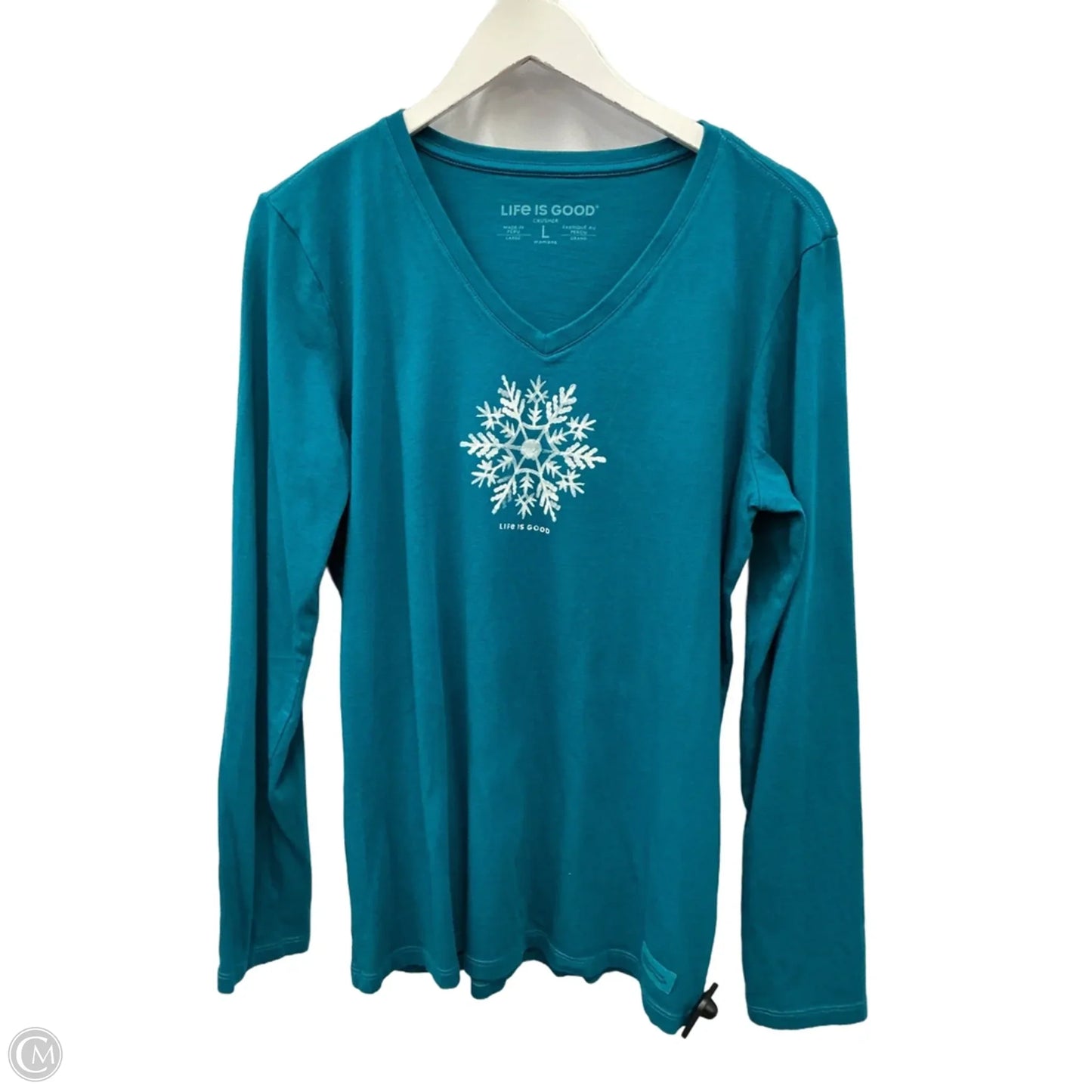 Top Long Sleeve By Life Is Good In Teal, Size: L