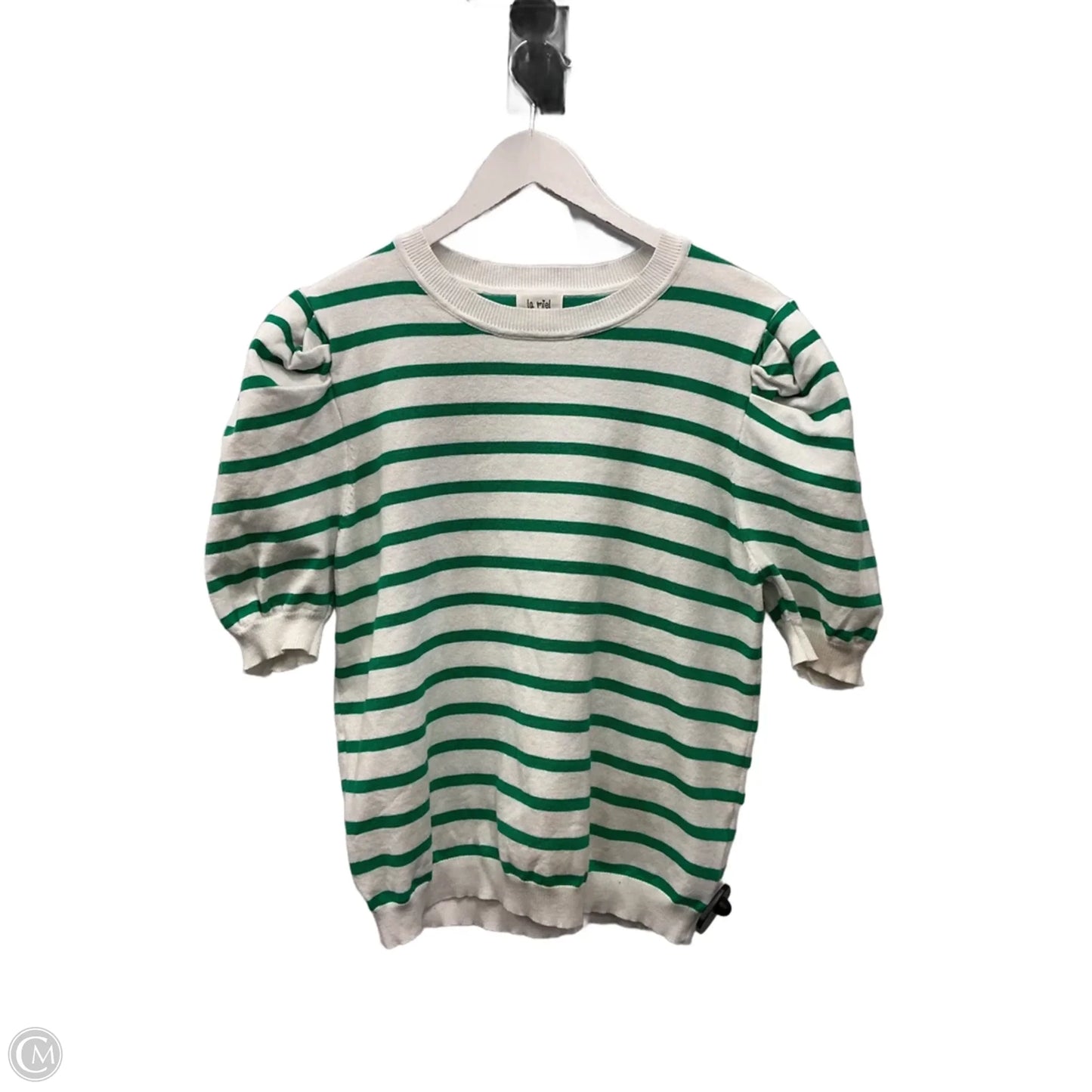 Top Short Sleeve By La Miel In Green & White, Size: L