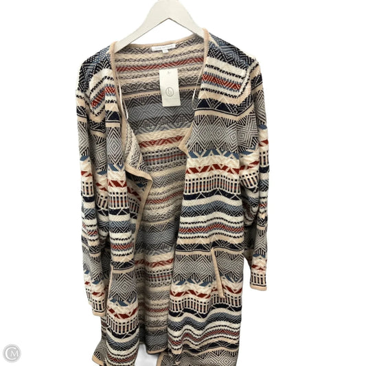 Sweater Cardigan By Clothes Mentor In Blue & Cream, Size: 2x