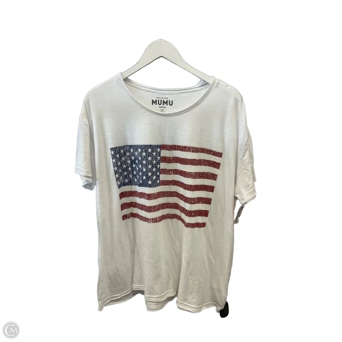 Top Short Sleeve By Cme In White, Size: M