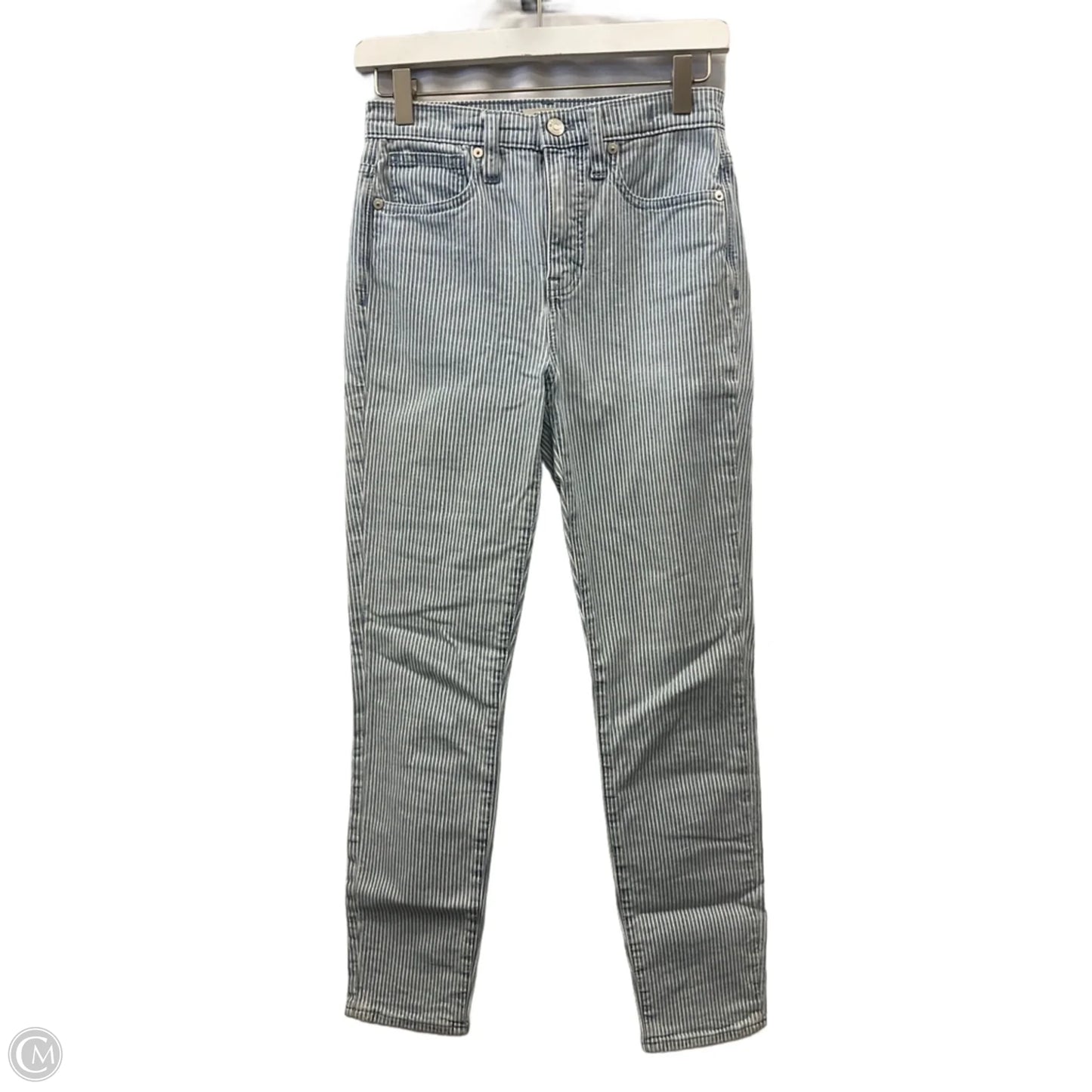 Jeans Cropped By Madewell In Blue & White, Size: 0