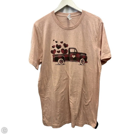 Top Short Sleeve By Canvas In Pink, Size: L