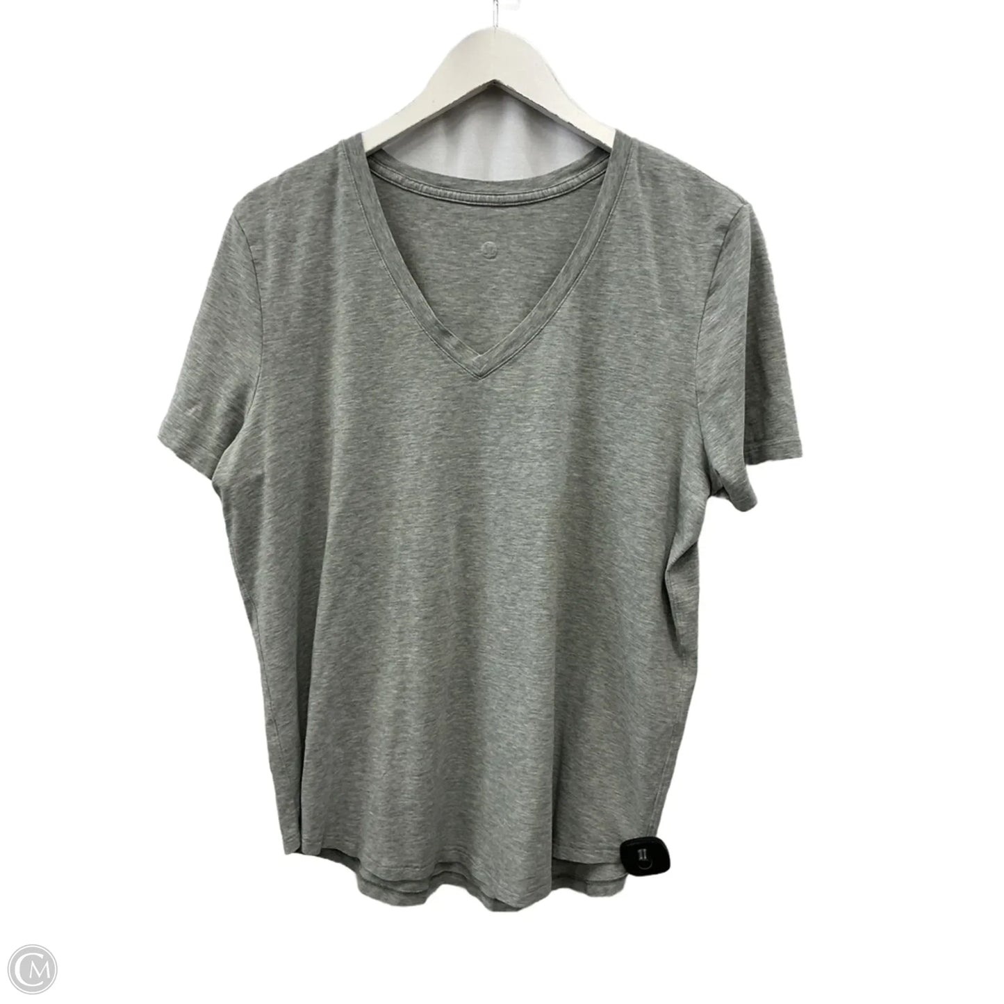 Athletic Top Short Sleeve By Lululemon In Grey, Size: M