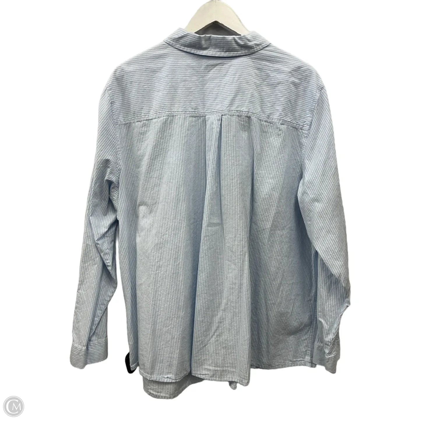 Top Long Sleeve By Croft And Barrow In Blue & White, Size: 3x