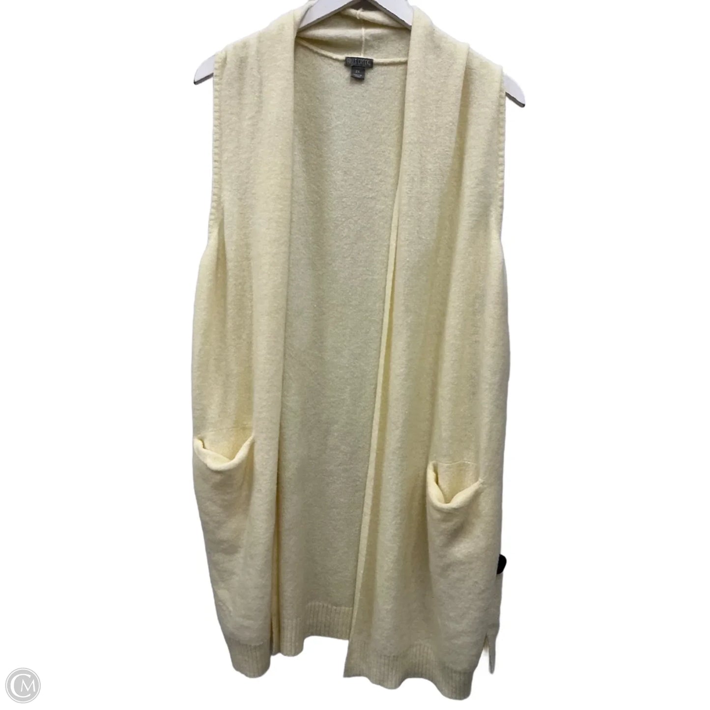 Vest Sweater By Falls Creek In Cream, Size: 2x