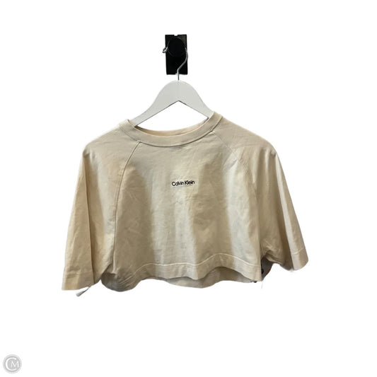 Athletic Top Short Sleeve By Calvin Klein Performance In Cream, Size: S