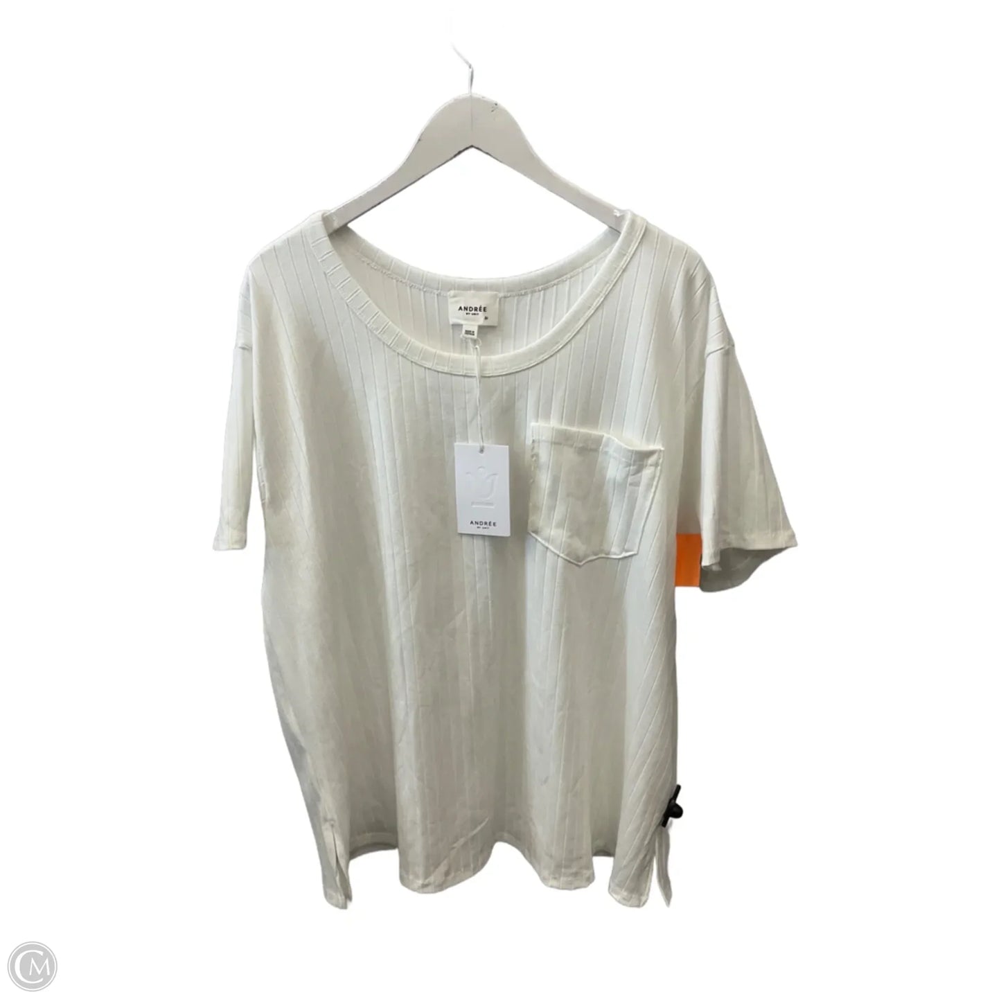 Top Short Sleeve By Andree By Unit In White, Size: 1x