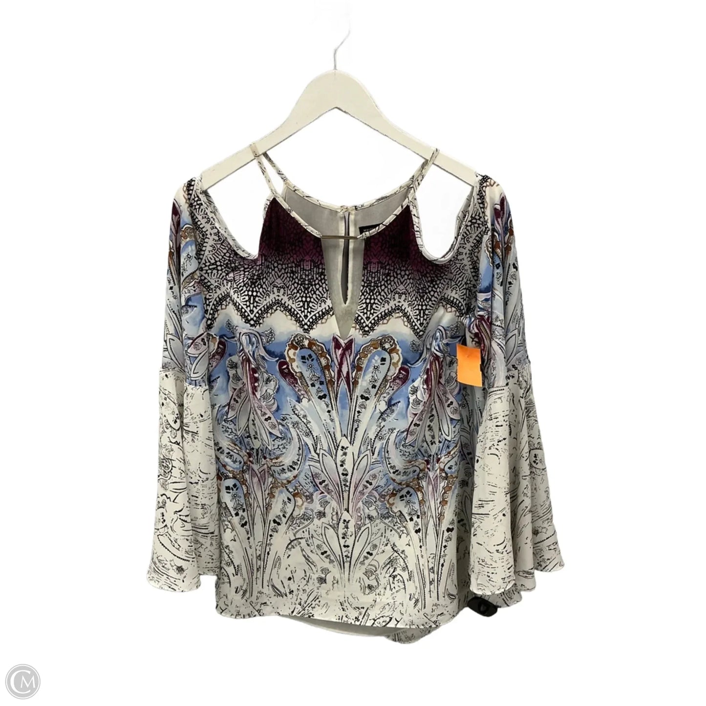 Top Long Sleeve By White House Black Market In Purple & White, Size: L