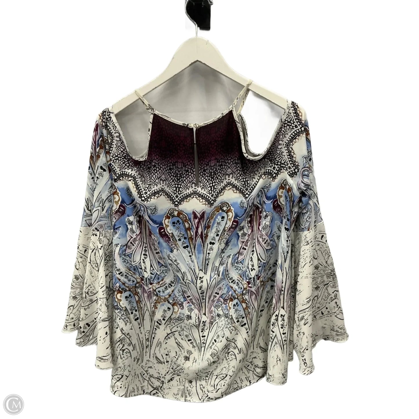 Top Long Sleeve By White House Black Market In Purple & White, Size: L