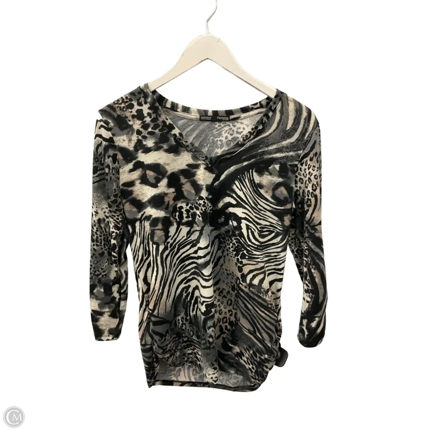 Top 3/4 Sleeve By Cme In Grey, Size: M