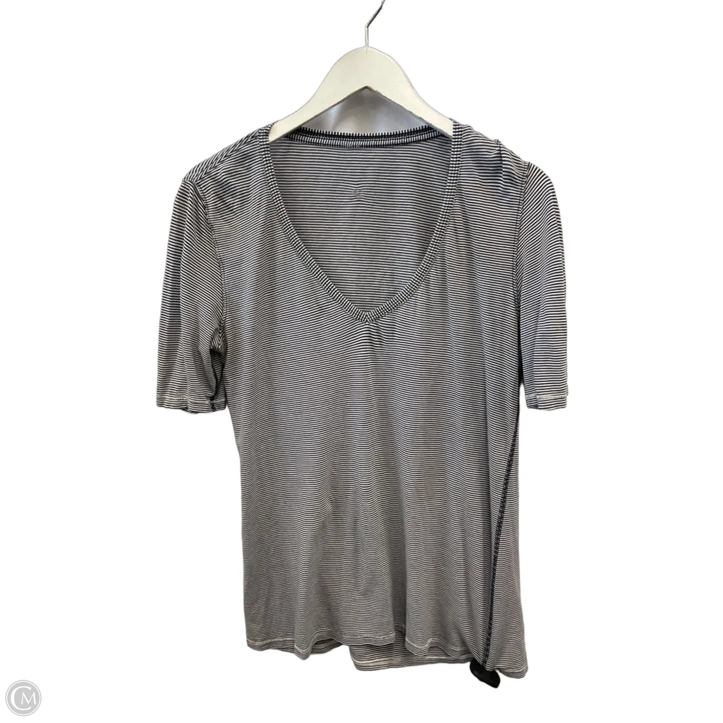 Athletic Top Short Sleeve By Lululemon In Blue & White, Size: M