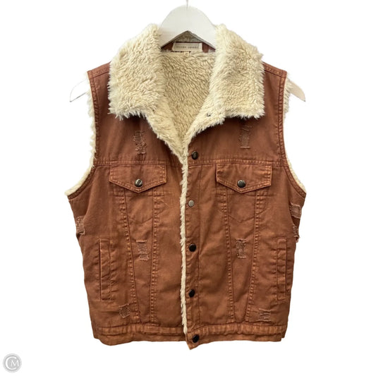 Vest Faux Fur & Sherpa By Gilded Intent In Orange, Size: M