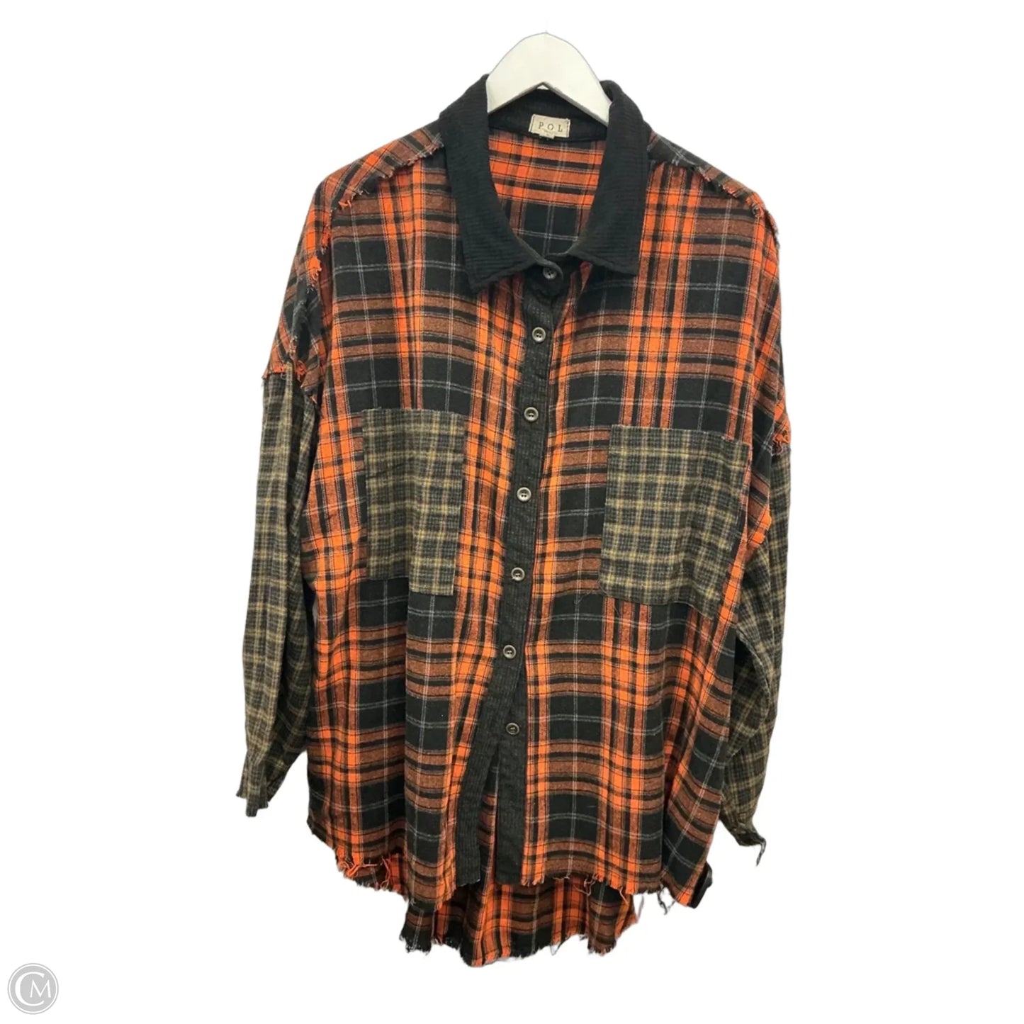Top Long Sleeve By Pol In Black & Orange, Size: L