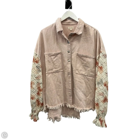 Jacket Shirt By Pol In Pink, Size: L