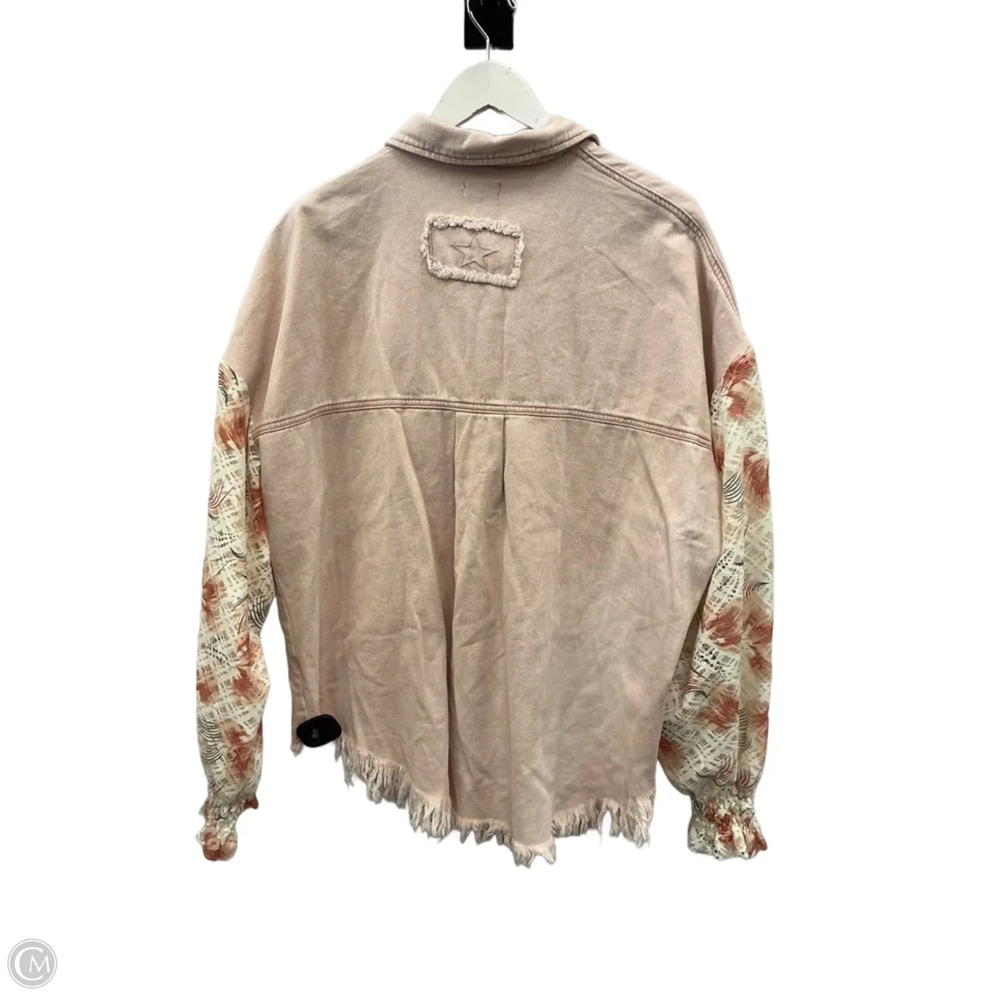 Jacket Shirt By Pol In Pink, Size: L