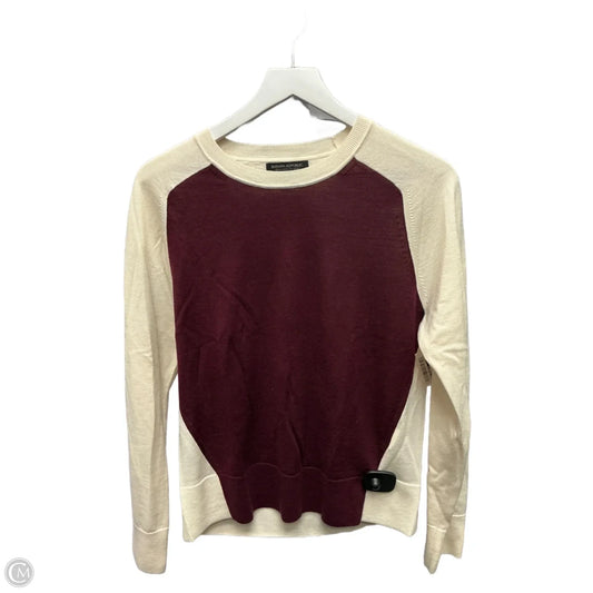 Top Long Sleeve By Banana Republic In Cream & Red, Size: M