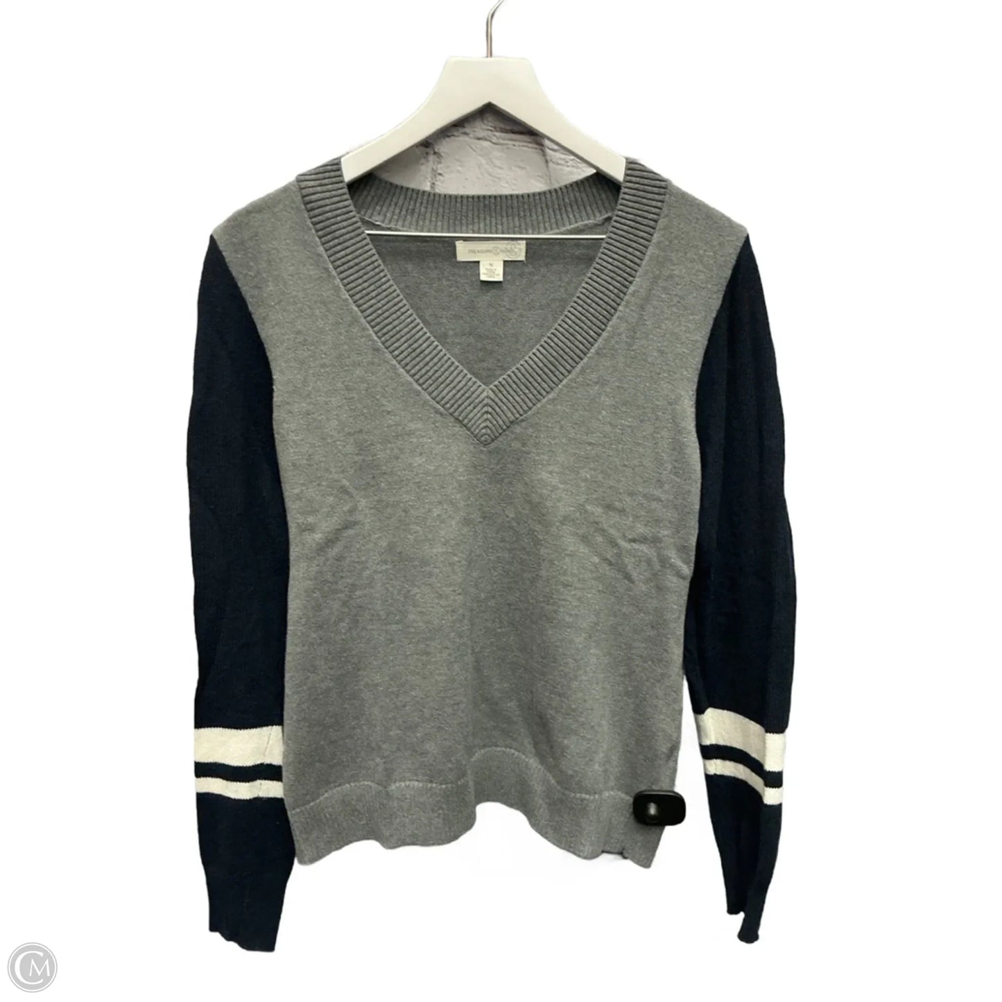 Top Long Sleeve By Treasure And Bond In Blue & Grey, Size: M