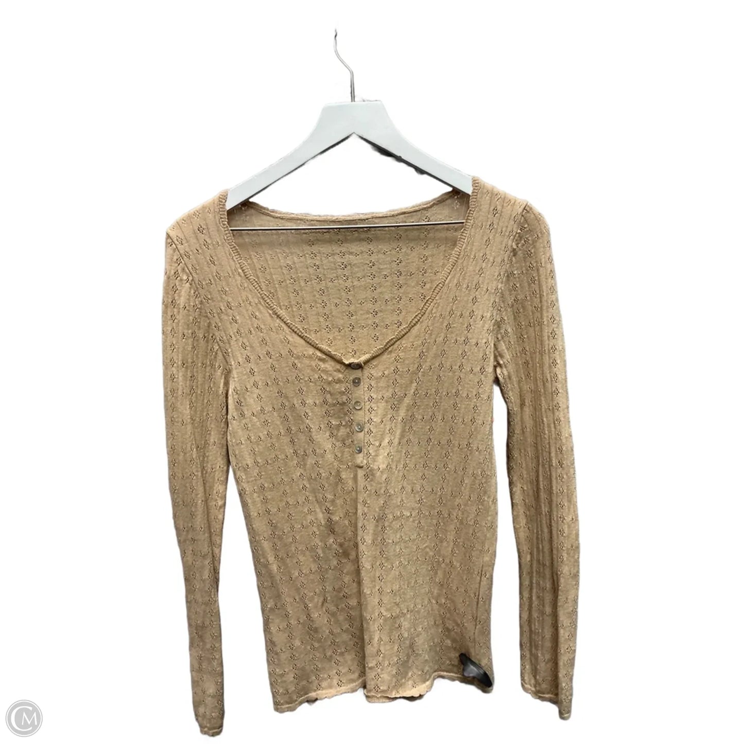Top Long Sleeve By Cmf In Tan, Size: M
