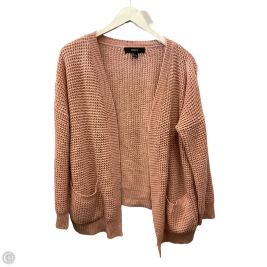 Sweater Cardigan By Forever 21 In Pink, Size: L