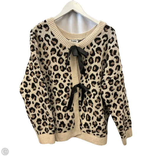 Sweater Cardigan By Clothes Mentor In Animal Print, Size: 1x