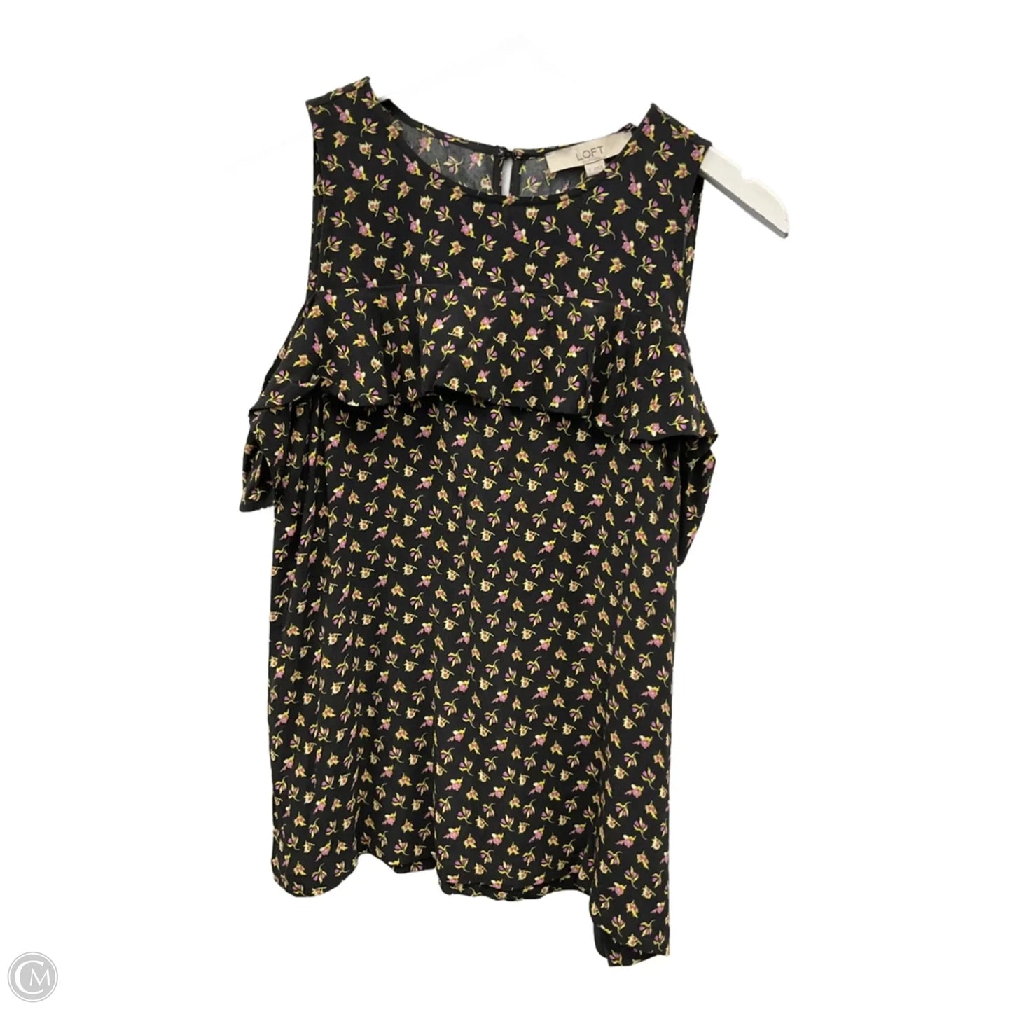 Top Sleeveless By Loft In Black & Purple, Size: S