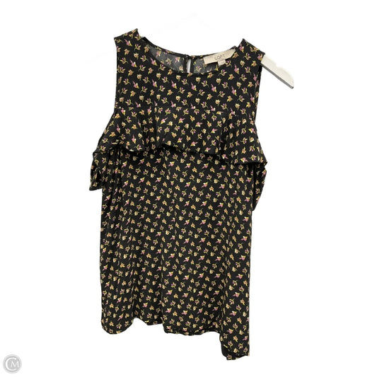 Top Sleeveless By Loft In Black & Purple, Size: S