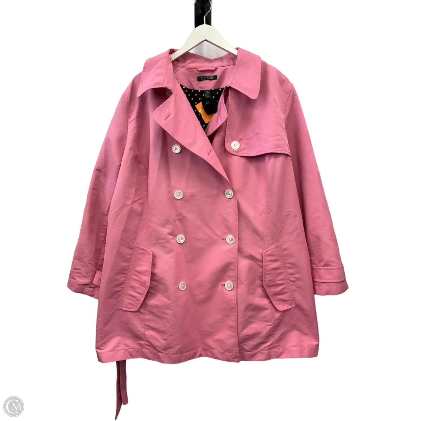 Coat Trench Coat By Lauren By Ralph Lauren In Pink, Size: 3x