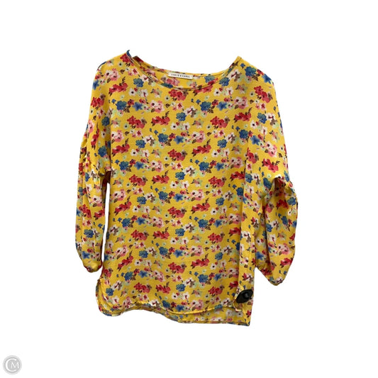 Top 3/4 Sleeve By Chris And Carol In Yellow, Size: L