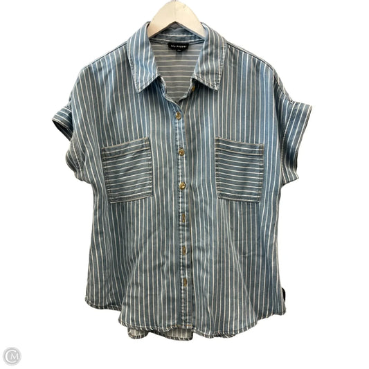 Top Short Sleeve By Blu Pepper In Blue Denim, Size: L